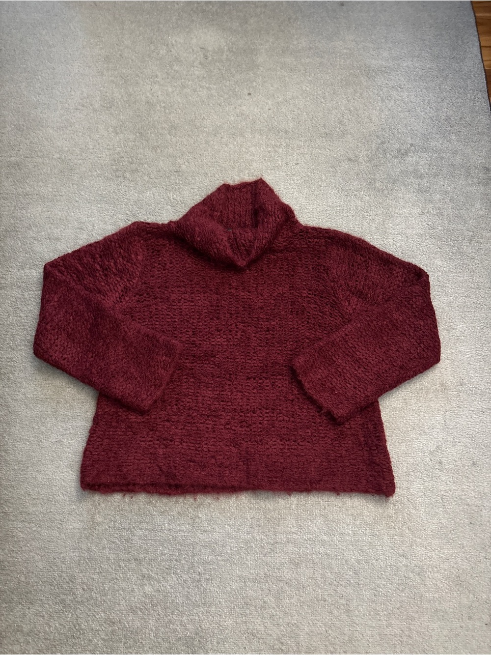 Eileen Fisher Mohair Turtleneck Cowl-neck Sweater Burgundy Women’s